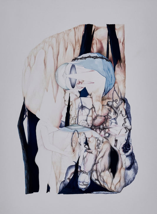 Robert Gutierrez, Untitled, painting, abstracted landscape with figures from Filipino folklore in dense color and pattern